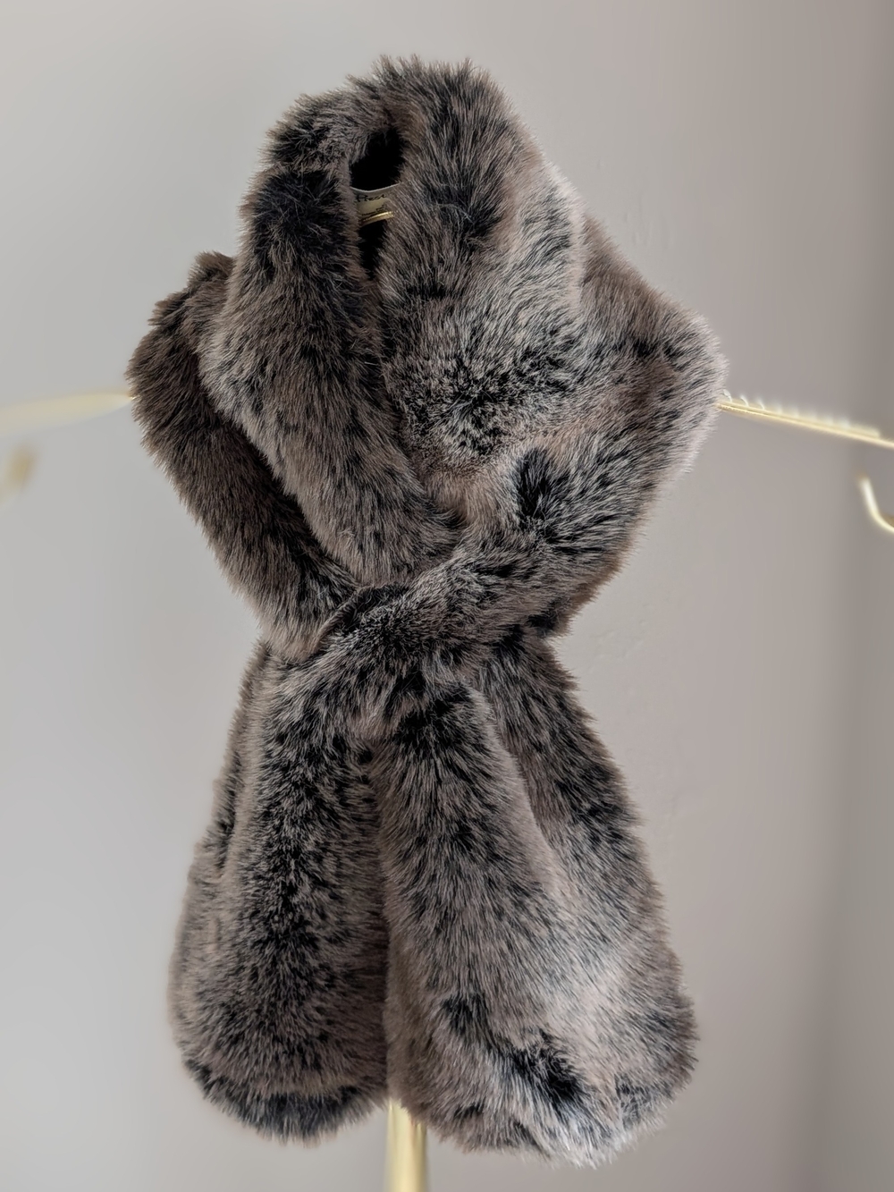 Dillard's Preston & York Plush Faux Fur Scarf in Gray and Black Tones